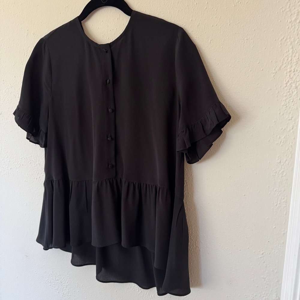 Madewell Silk Ruffle Hem Blouse - Picture 4 of 11